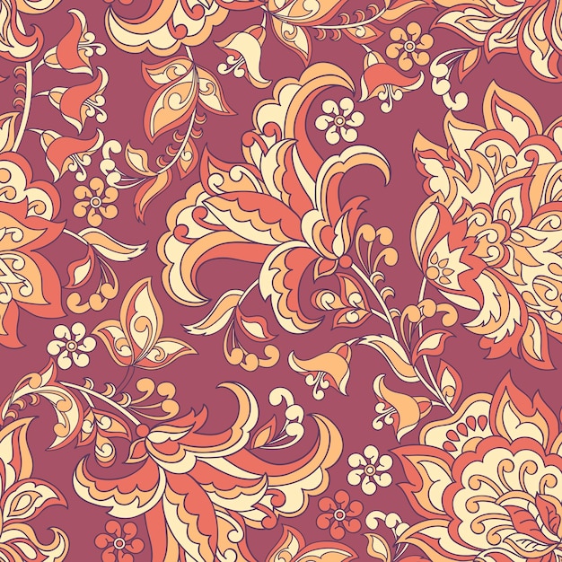 padrão vintage em fundo vetorial floral estilo batik indiano