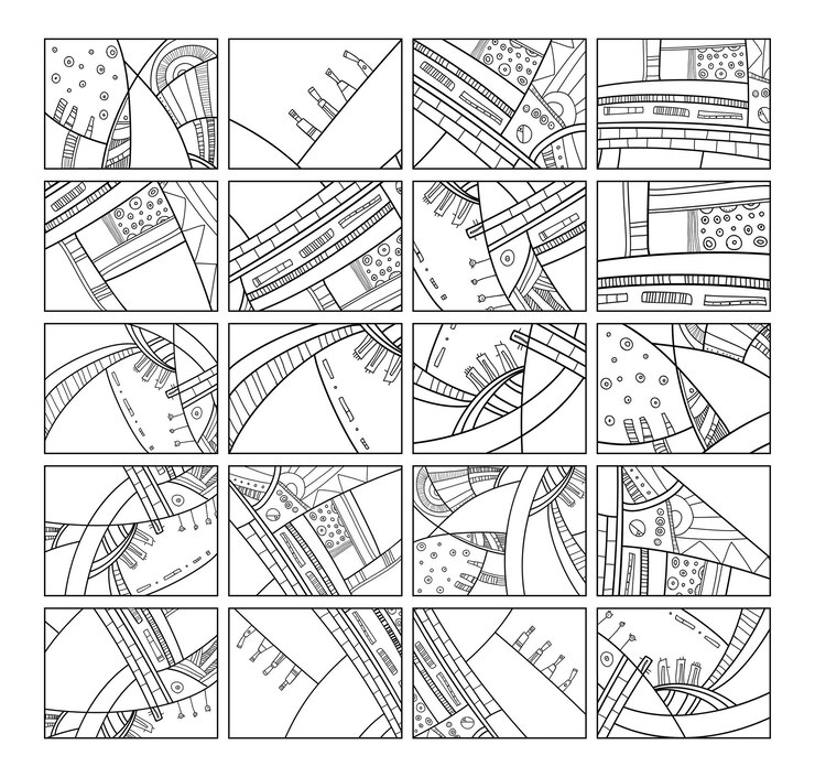 Vetor padrões abstratos preto e branco conjunto com rabiscos fundo vetorial para cenário de cartão postal de cartaz ilustração com modelo de composição abstrata gráfico de doodle psicodélico com linhas círculos