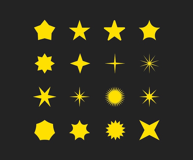 Vetor padrões de fonte de design com ilustração de várias estrelas definem símbolo de brilho de luz especial