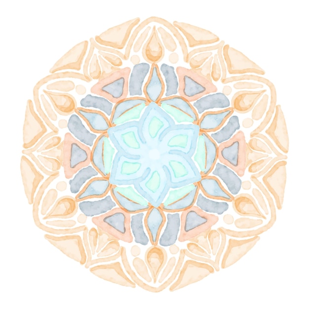 Vetor padrões de mandala em fundo isolado, vetor de fundo mandala colorida aquarela.