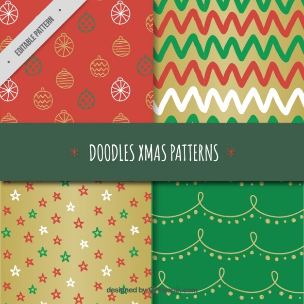 Vetor padrões de natal doodles elementos