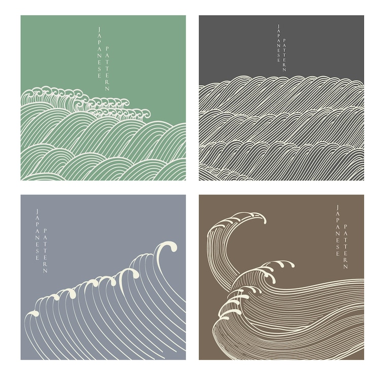 Vetor padrões de ondas japonesas