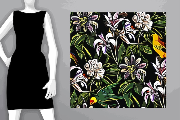 Vetor padrões de têxteis e papel de parede um trabalho de ilustração digital imprimível desenhos de estampas florais