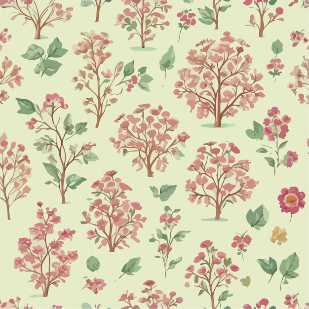 Padrões perfeitos de flores e árvores e padrões repetidos projetam arte em tecido