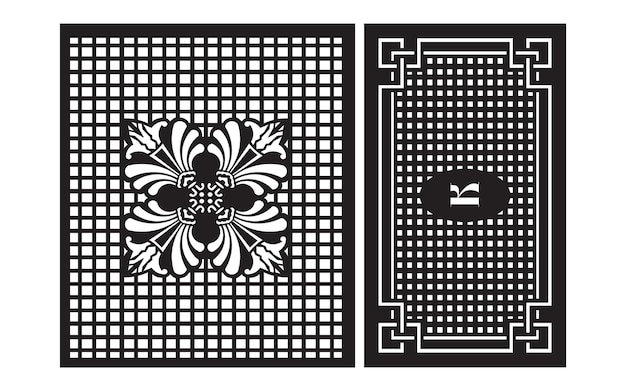 Padrões preto e branco com motivos islâmicos e geométricos para corte cnc e laser