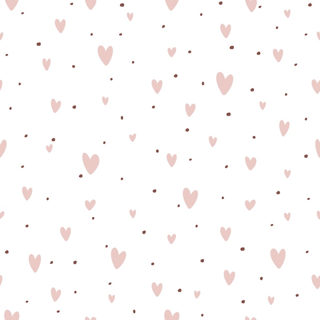 Vetor padrões retrô sem costura com corações rosa e pontos de fundo dia dos namorados ilustração pode ser
