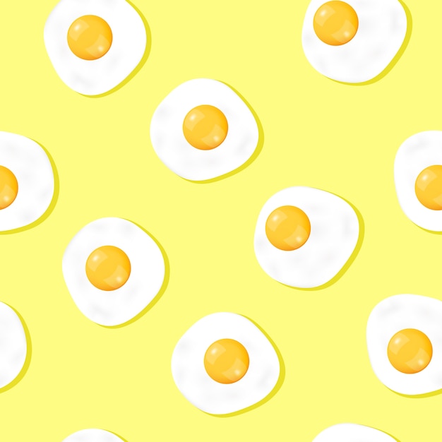 Padrões sem emenda de ovo frito sobre fundo amarelo.