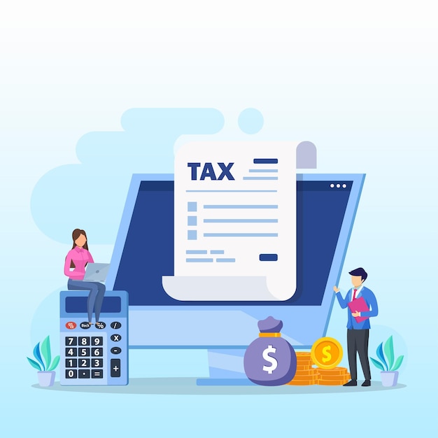 Pagamento de imposto on-line paga tempo de imposto de temporada conceito modelo de vetor plano