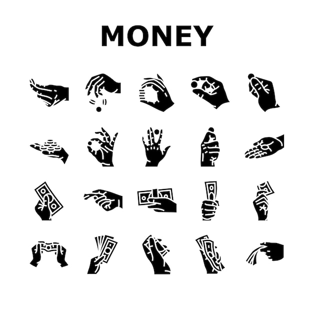 Pagamento em dinheiro dólar set de ícones financeiros vetor