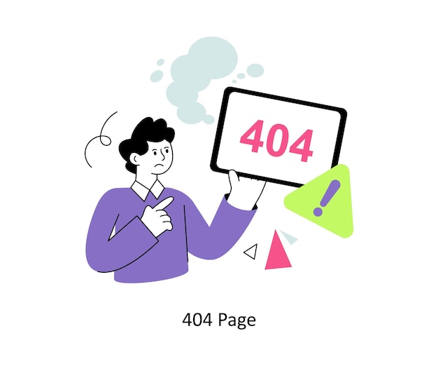 Página 404 Design de estilo plano Ilustração vetorial Ilustração de estoque