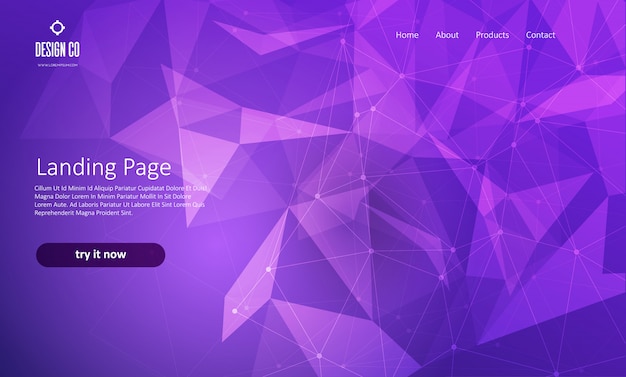 Página de aterrissagem abstrata do Web site com projeto baixo do poli