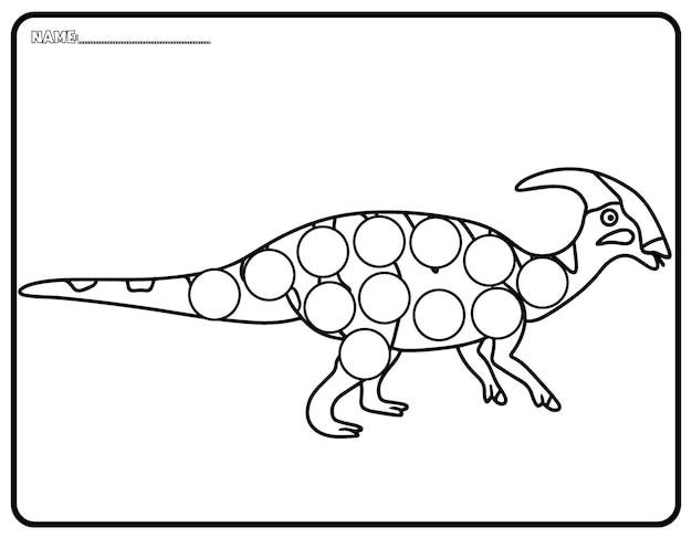 Página de atividade de marcador de ponto de dinossauro para bebês e crianças