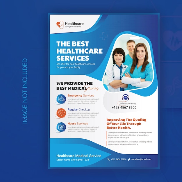Página de capa de brochura médica Modelo de cartaz de design de folhetos de negócios de saúde