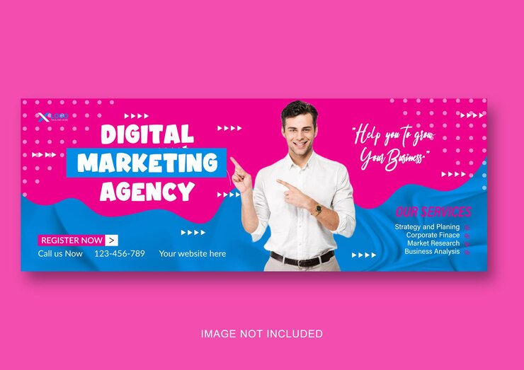 Vetor página de capa de mídia social da agência de marketing digital e modelo de banner da web