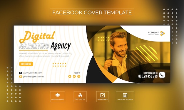 Página de capa do facebook da agência de marketing criativo e modelo de banner da web