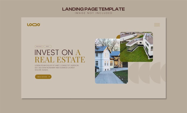 Página de chegada do projeto imobiliário de projeto plano