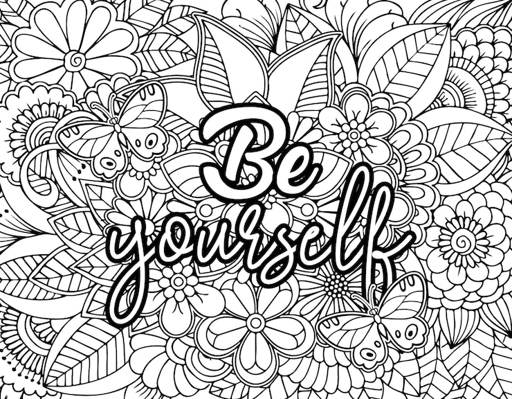 Vetor página de coloração de citações de vida inspiradoras para relaxamento de adultos