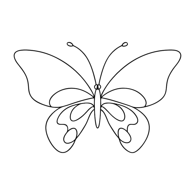 Vetor página de coloração de desenho de linha única de borboleta