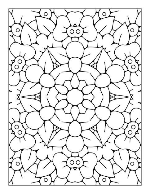 Página de coloração de padrão de mandala para adultos e livro de colorir de mandala de contorno desenhado à mão para crianças