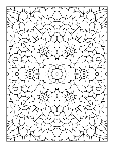 Página de coloração de padrão de mandala para adultos e livro de colorir de mandala de contorno desenhado à mão para crianças