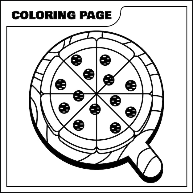 Página de coloração de pizza pepperoni ilustração vetorial clip art pizza