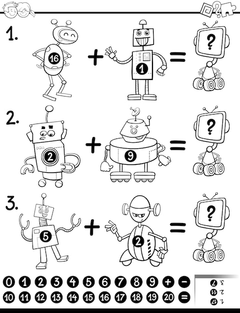 Página de coloração educacional de matemática