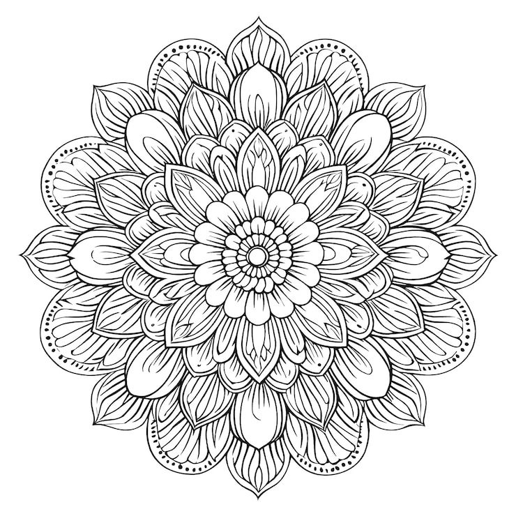 Vetor página de coloração floral design de mandala para ai gera arte vetorial