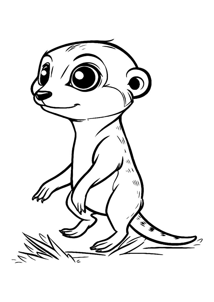 Página de coloração Meerkat Meerkat Line Art