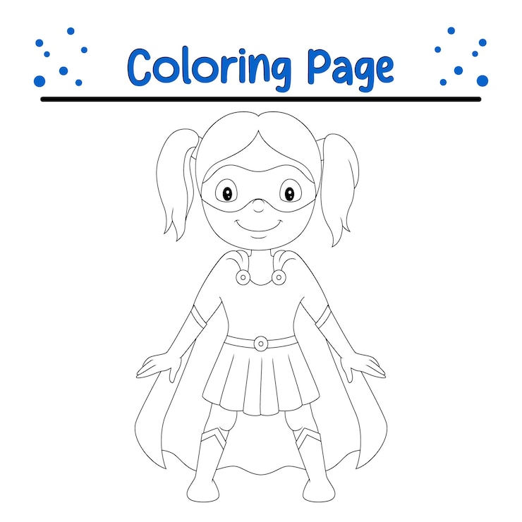 Vetor página de coloração superhero girl