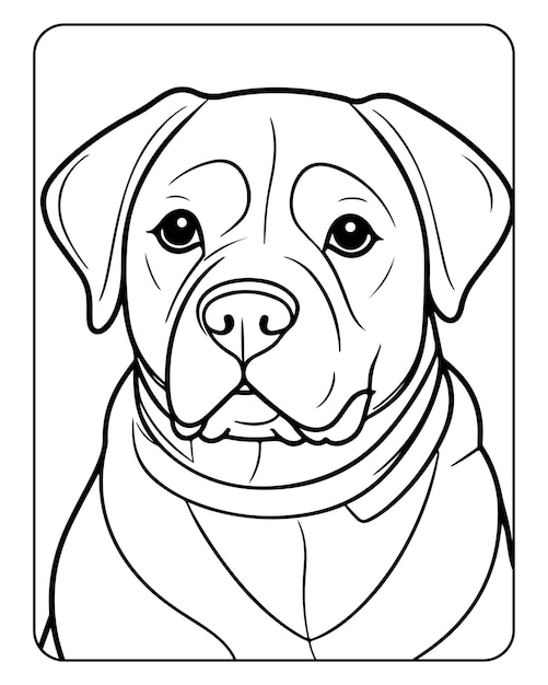 Vetor página de colorir cão para crianças_ cute dog vector_ cão preto e branco_ ilustração de cão