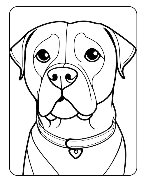 Página de colorir cão para crianças_ Cute Dog Vector_ Cão preto e branco_ Ilustração de cão