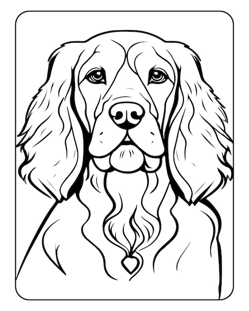 Vetor página de colorir cão para crianças_ cute dog vector_ cão preto e branco_ ilustração de cão