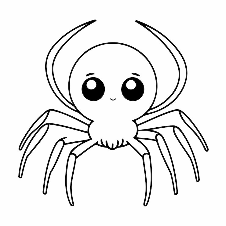 Vetor página de colorir de aranhas alegres para crianças.