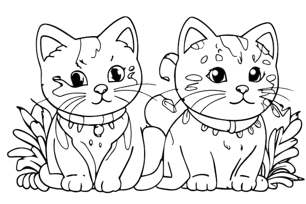 Página de colorir de gatinho bonito para crianças ilustração de livro de colorir