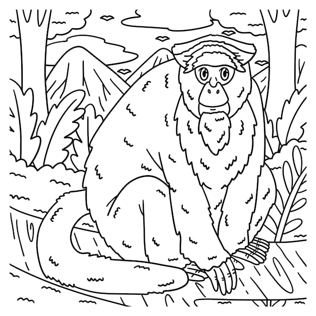 Página de colorir de macacos De Brazza para crianças