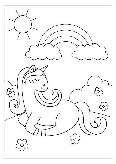 Vetores e ilustrações de Pagina colorir unicornio criancas para download  gratuito