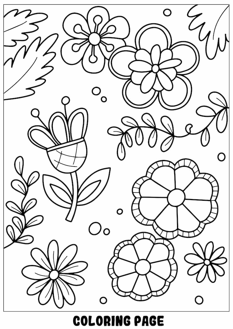 Vetor página de colorir doces com mandala e desenho de flores