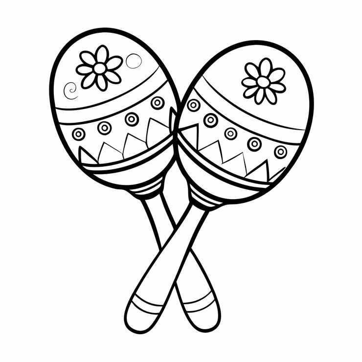 Vetor página de colorir mardi gras maracas para crianças e adultos artísticos