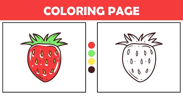 Página de colorir morango para crianças ilustração vetorial