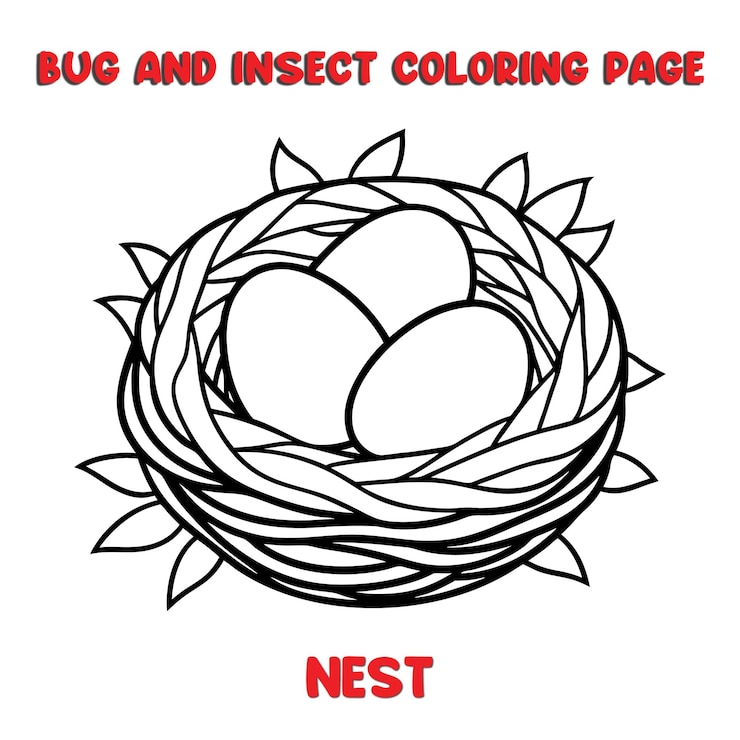 Vetor página de colorir nest para um livro de colorir insetos para crianças