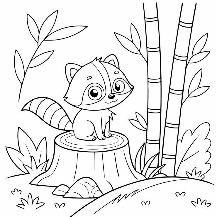 Página de colorir Raccoon Cute