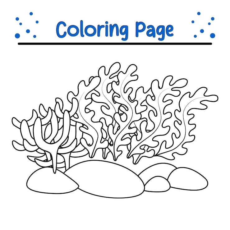 Vetor página de colorir recife de coral livro de colorir mar