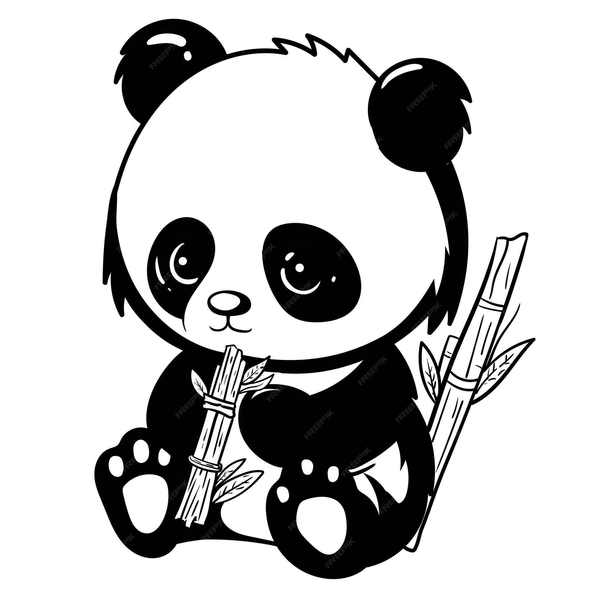 Panda fofo, alegre, legal, fácil de colorir, desenho infantil