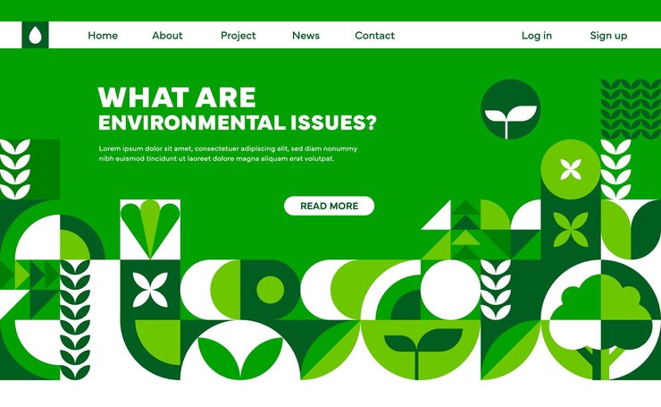 Vetor página de destino com padrão de ambiente ecológico