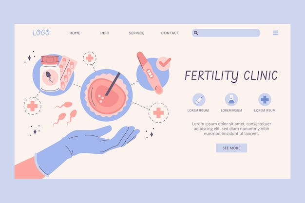 Vetor página de destino da clínica de fertilidade desenhada à mão