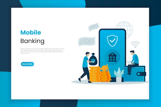 Página de destino da ilustração de mobile banking