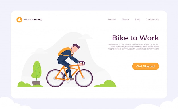 Página de destino de bicicleta para trabalhar
