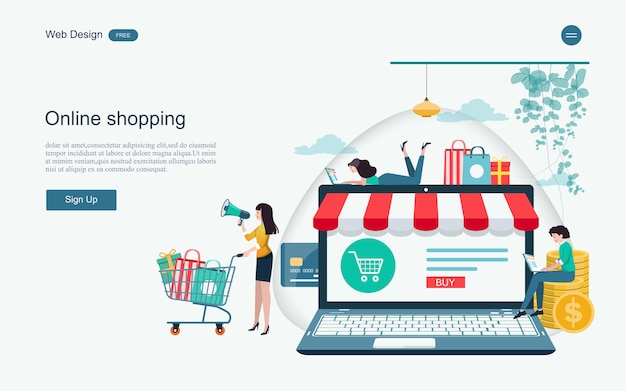 Página de destino de compras e serviços on-line