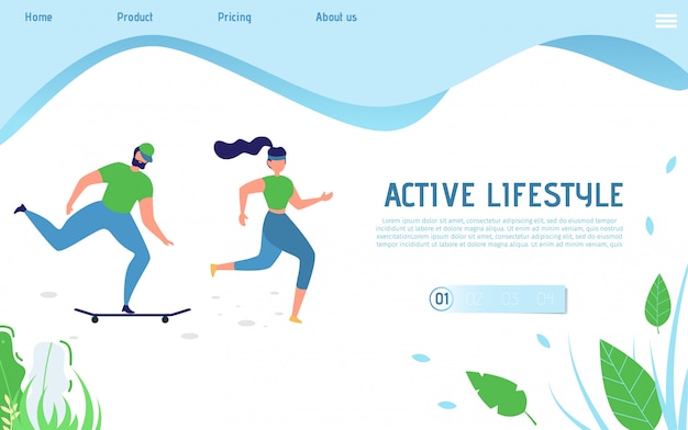 Página de destino de estilo de vida ativo para esportistas