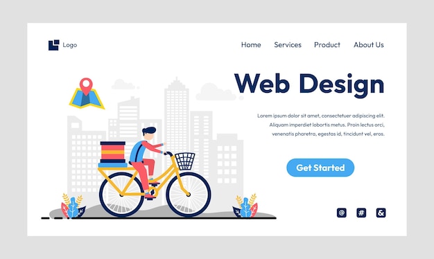 Vetor página de destino de ilustração de design plano e web design